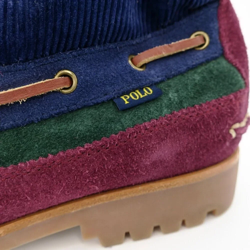 Polo Country Ralph Lauren Ranger Mid Boots Mens 10.5 Color Block Suede Corduroy